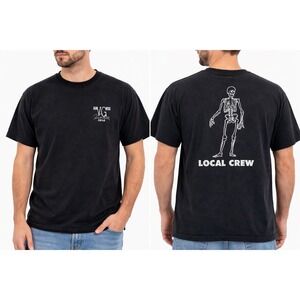 Vince‎ Gill Black Crew T-Shirt Skeleton Back Graphic Local Crew 2010 Work Tee XL